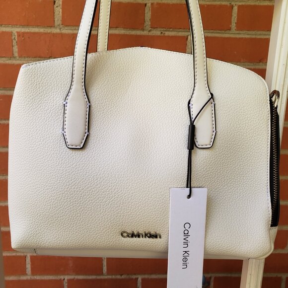 BNWT CALVIN KLEIN BRENDA convertible satchel / adjustable shoulder cherub white - Picture 4 of 11